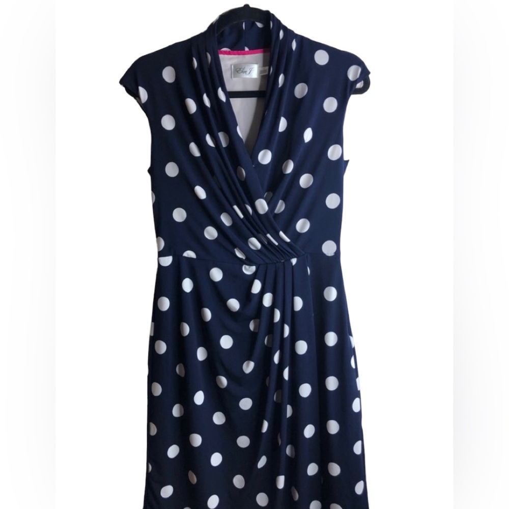Eliza J Navy Blue Polka Dot Sleeveless Mini Dress Size 4